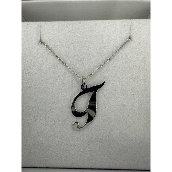 Script T Initial Charm & Silver Chain Necklace - 925 Sterling Silver  - 18"  NEW - Picture 2 of 8